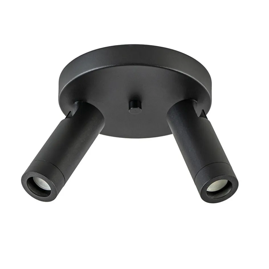 2-Lichts plafondspot mat zwart met gouden accent>Straluma Hot