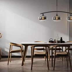 3-Lichts retro hanglamp zwart met smoke glas><noscript><img width=