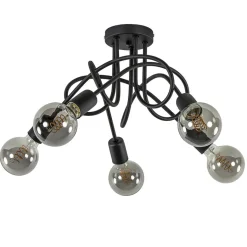 5-Lichts retro plafondlamp mat zwart>Straluma