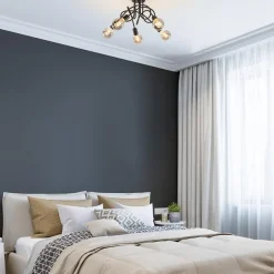 5-Lichts retro plafondlamp mat zwart><noscript><img width=