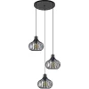 3-Lichts ronde hanglamp met zwarte draadkappen>Straluma Discount