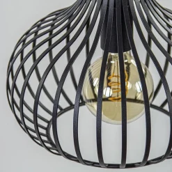 3-Lichts ronde hanglamp met zwarte draadkappen><noscript><img width=