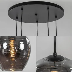 5-Lichts ronde hanglamp zwart met smokey glas></noscript>Straluma Best