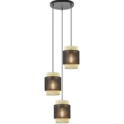 3-Lichts ronde hanglamp zwart met webbing>Straluma