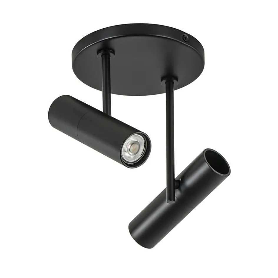 2-Lichts ronde opbouwspot met cilinders zwart>Straluma Hot