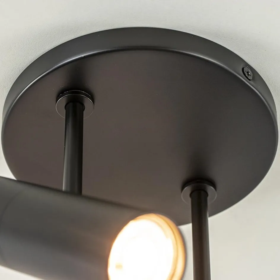 2-Lichts ronde opbouwspot met cilinders zwart>Straluma Hot