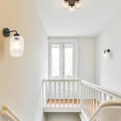 3-Lichts ronde plafondlamp zwart met helder/mat glas><noscript><img width=