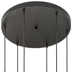 6-Lichts vide hanglamp smoke glas met reliëf><noscript><img width=