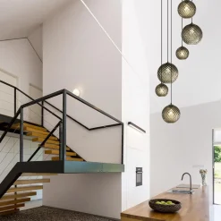 6-Lichts vide hanglamp smoke glas met reliëf><noscript><img width=