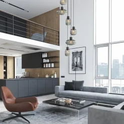 6-Lichts vide hanglamp smoke glas met zwarte details><noscript><img width=