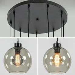 9-Lichts videlamp zwart met smoke glazen kappen></noscript>Straluma Discount