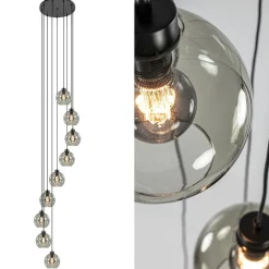 9-Lichts videlamp zwart met smoke glazen kappen></noscript>Straluma Discount