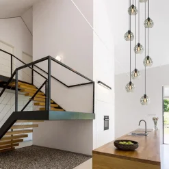 9-Lichts videlamp zwart met smoke glazen kappen></noscript>Straluma Discount