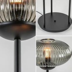 3-Lichts vloerlamp met smoke glazen kappen reliëf></noscript>Straluma Discount