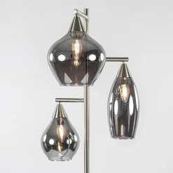 3-Lichts vloerlamp nikkel met smoke glazen kappen dimbaar><noscript><img width=