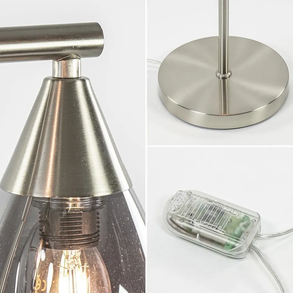 3-Lichts vloerlamp nikkel met smoke glazen kappen dimbaar>Straluma Hot