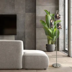 3-Lichts vloerlamp nikkel met smoke glazen kappen dimbaar><noscript><img width=