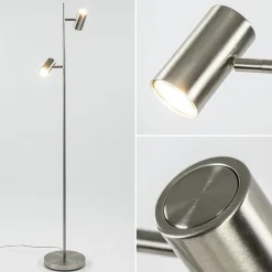 2-Lichts vloerlamp nikkel met dimbare spots>Straluma Best