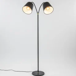 2-Lichts vloerlamp zwart/goud met flexibele armen>Straluma New