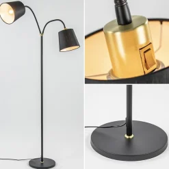 2-Lichts vloerlamp zwart/goud met flexibele armen></noscript>Straluma New