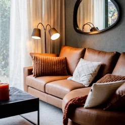 2-Lichts vloerlamp zwart/goud met flexibele armen></noscript>Straluma New