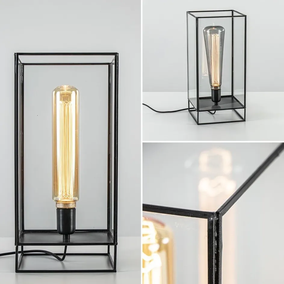 Light & Living tafellamp Solas zwart met glas>Straluma Online