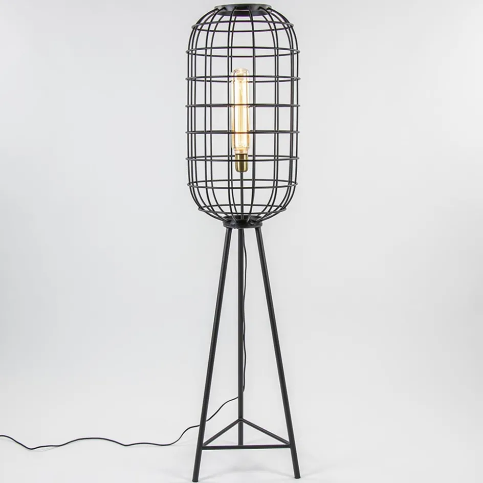 Light & Living vloerlamp Toah zwart met antiek brons>Straluma