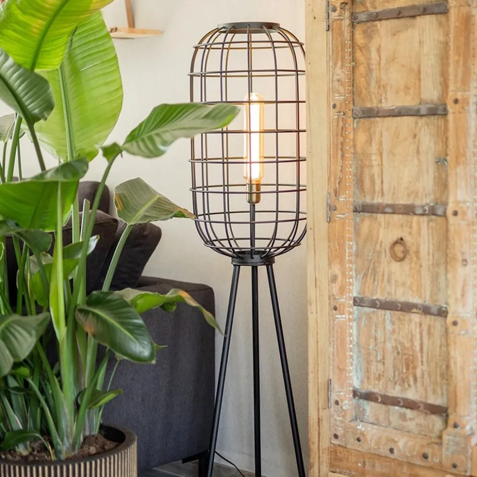 Light & Living vloerlamp Toah zwart met antiek brons>Straluma