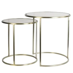 Light and Living bijzettafel Duarte set van 2 goud met bruin glas>Straluma New