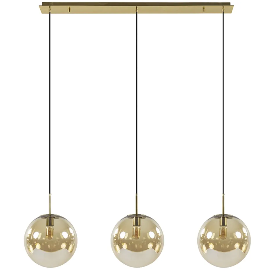 Light and Living hanglamp Medina 3L goud met amber glas>Straluma