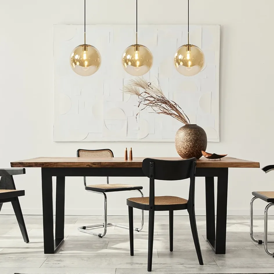 Light and Living hanglamp Medina 3L goud met amber glas>Straluma