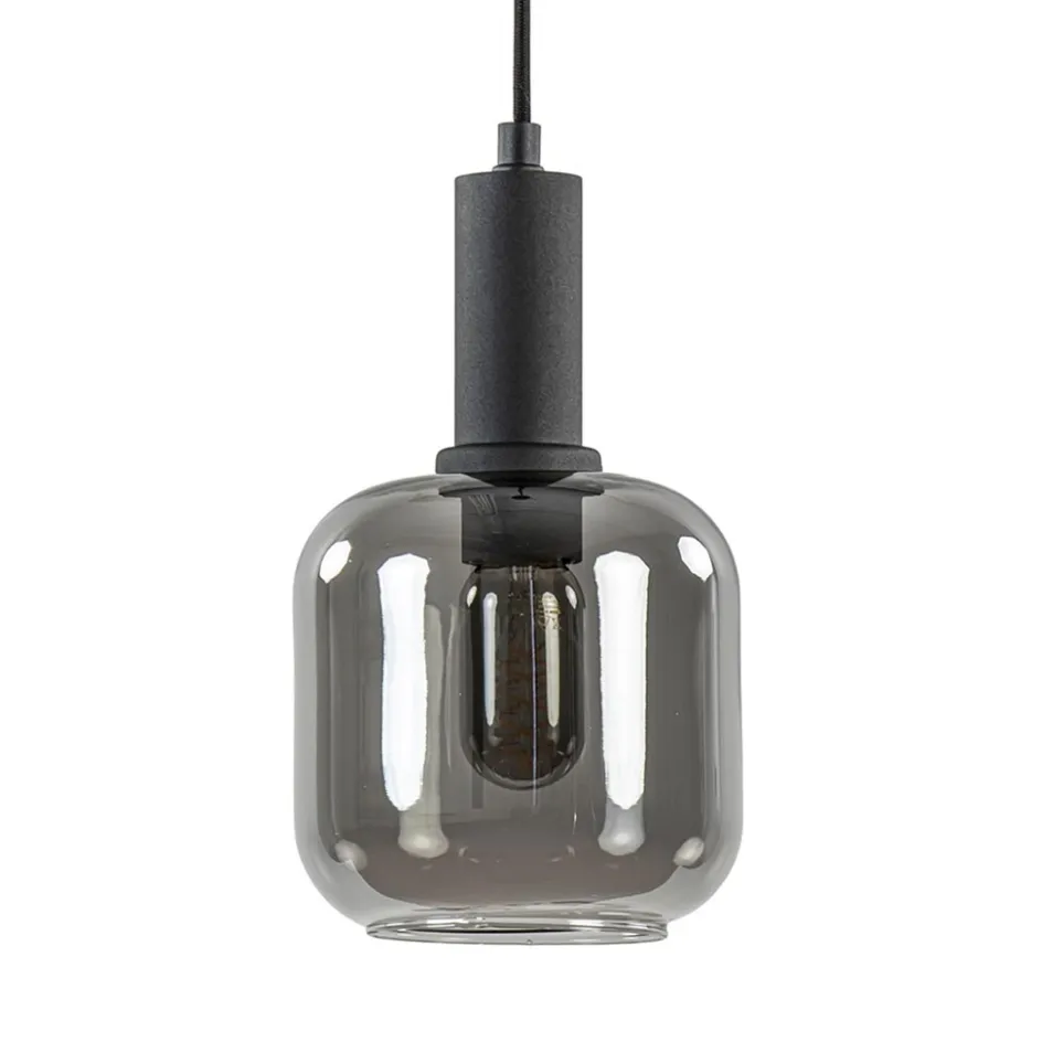 Light and Living hanglamp Lekar zwart met smoke glas klein>Straluma Best