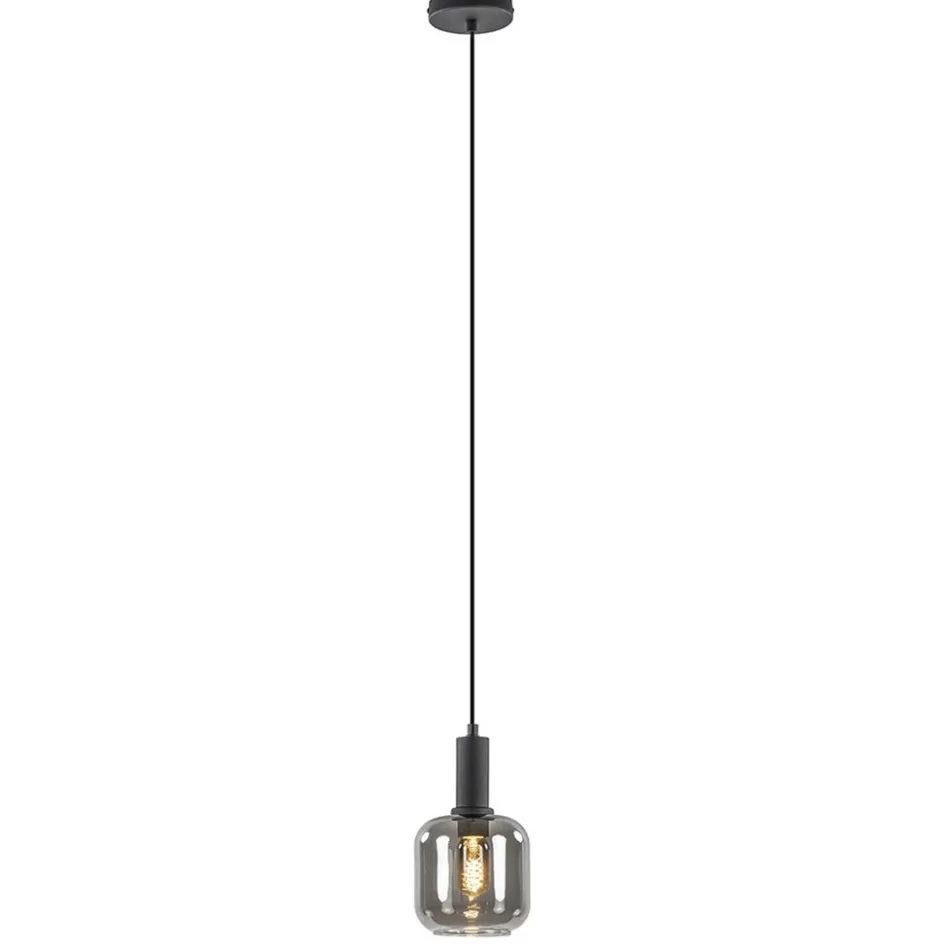 Light and Living hanglamp Lekar zwart met smoke glas klein>Straluma Best