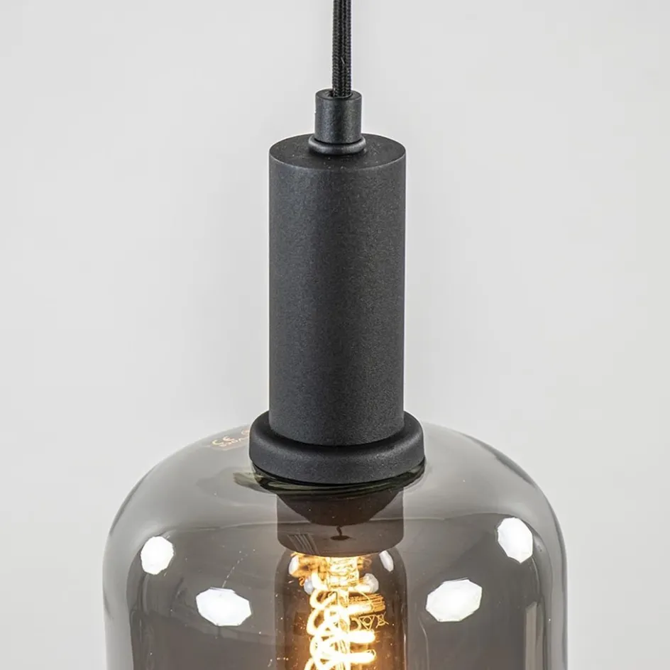 Light and Living hanglamp Lekar zwart met smoke glas klein>Straluma Best