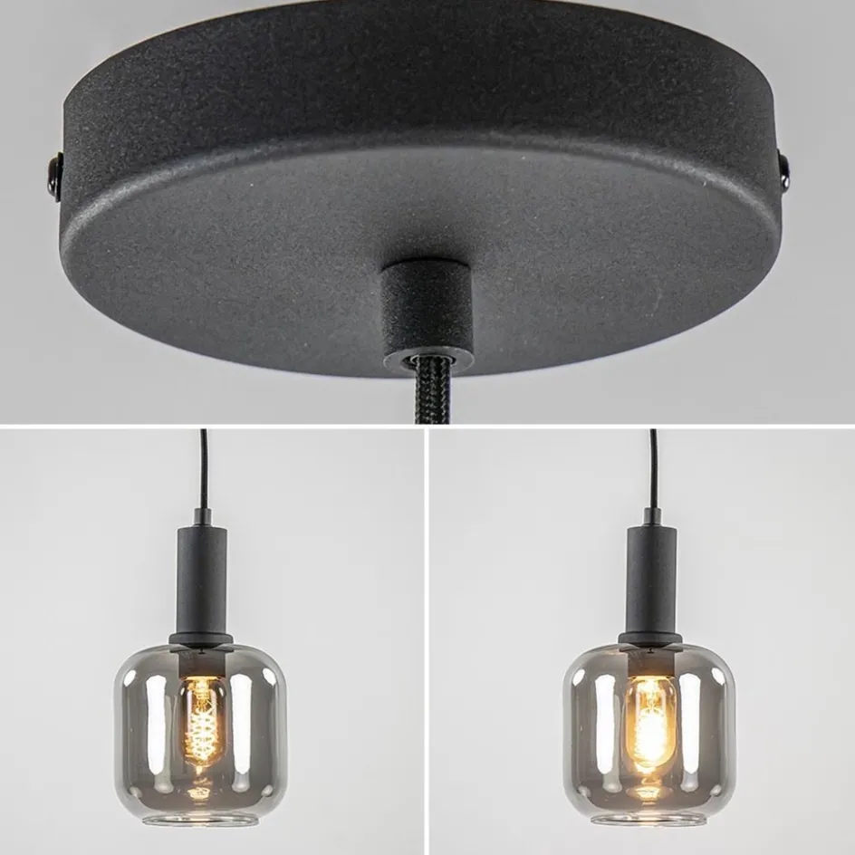 Light and Living hanglamp Lekar zwart met smoke glas klein>Straluma Best