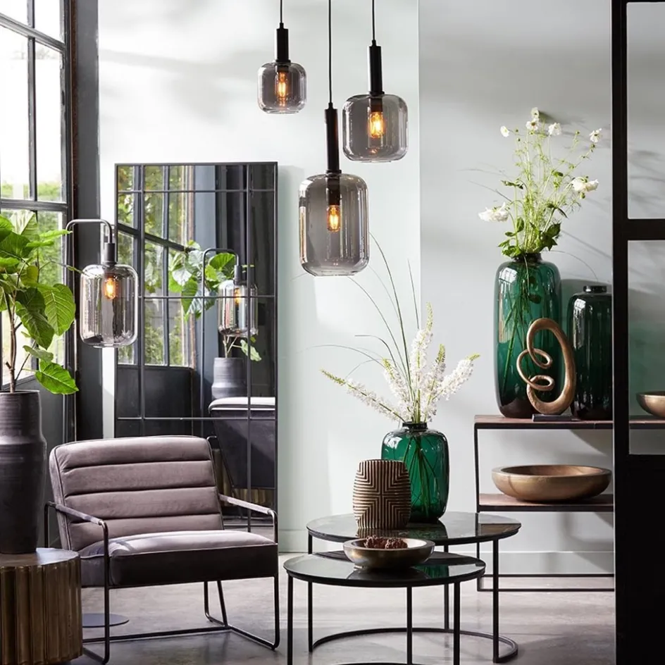 Light and Living hanglamp Lekar zwart met smoke glas klein>Straluma Best