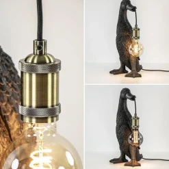 Light and Living tafellamp Duck mat zwart met brons><noscript><img width=