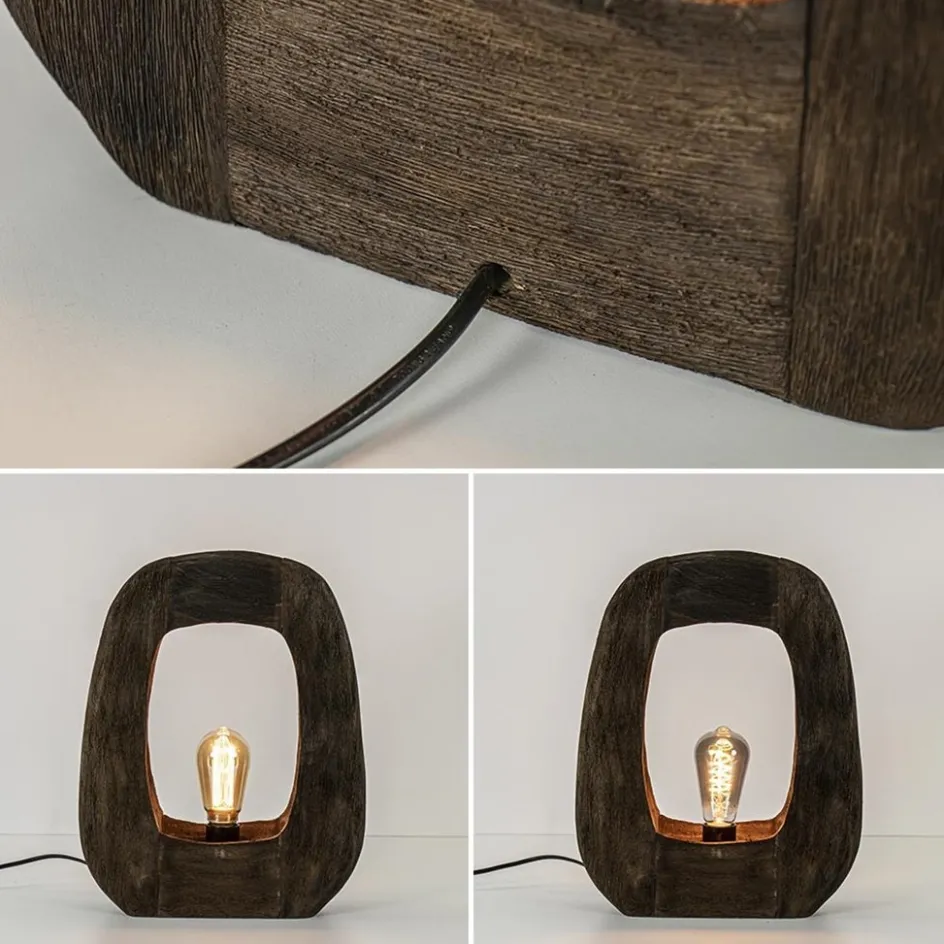 Light and Living tafellamp Kelafo hout chocolade bruin>Straluma Hot