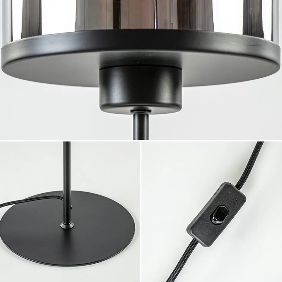 Light and Living tafellamp Maverick zwart met smoke glas>Straluma New