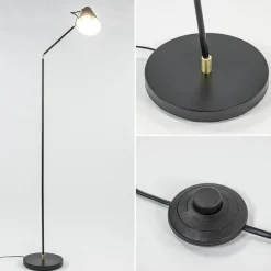 Light and Living vloerlamp Barre zwart met goud verstelbaar><noscript><img width=