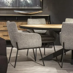 Luxe armstoel gemeleerde stof met zwarte poot></noscript>Straluma New