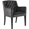 Luxe armstoel velvet mid grey met zwarte eiken poot>Straluma Outlet