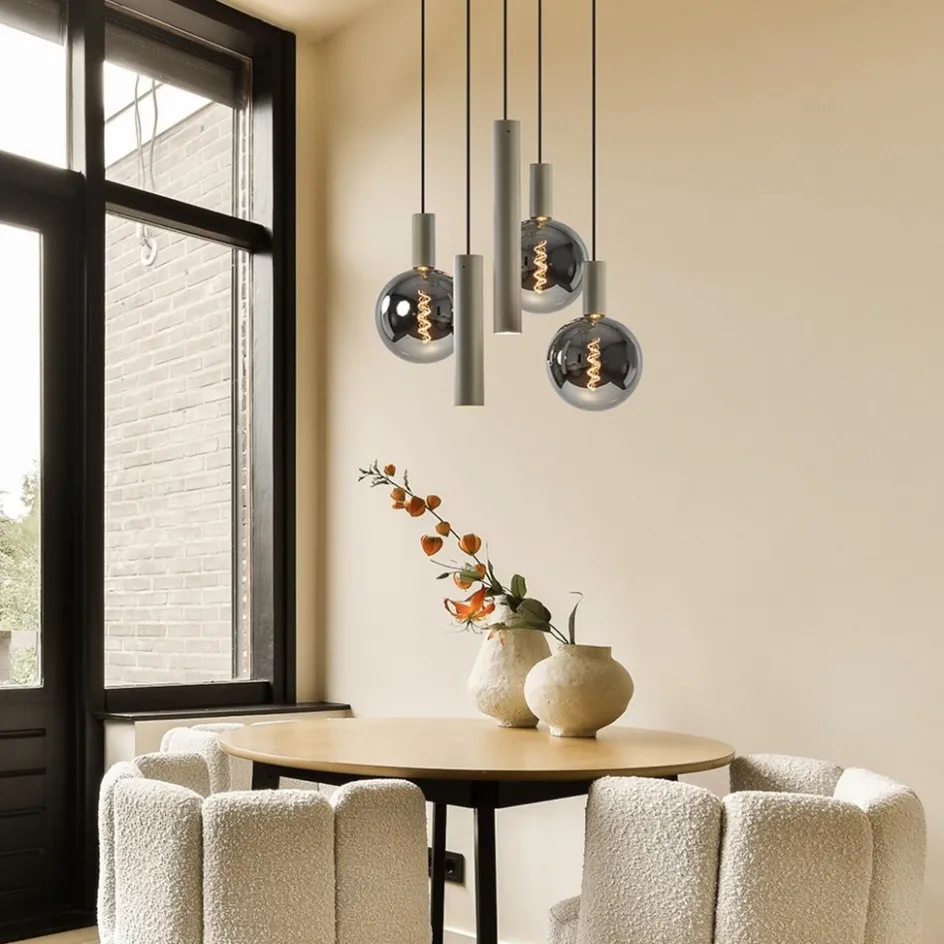 Luxe hanglamp 5-lichts rond quartz>Straluma Outlet