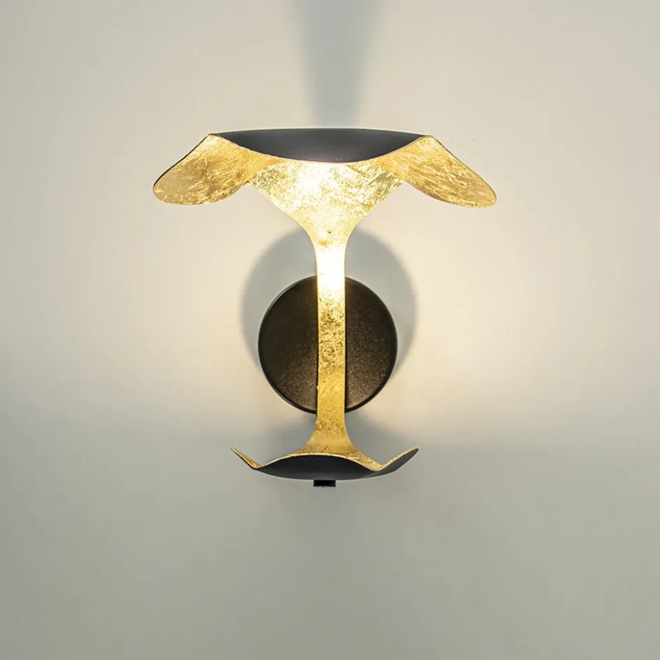 Luxe LED wandlamp zwart met goldleaf>Straluma New