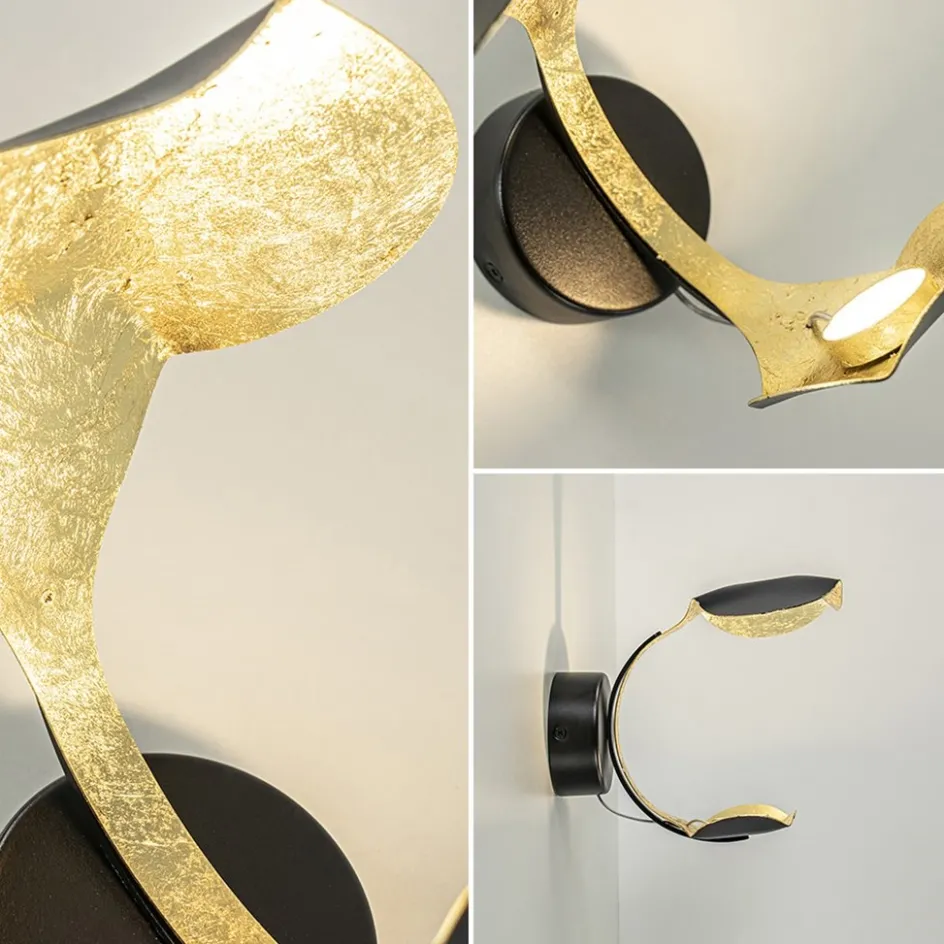 Luxe LED wandlamp zwart met goldleaf>Straluma New