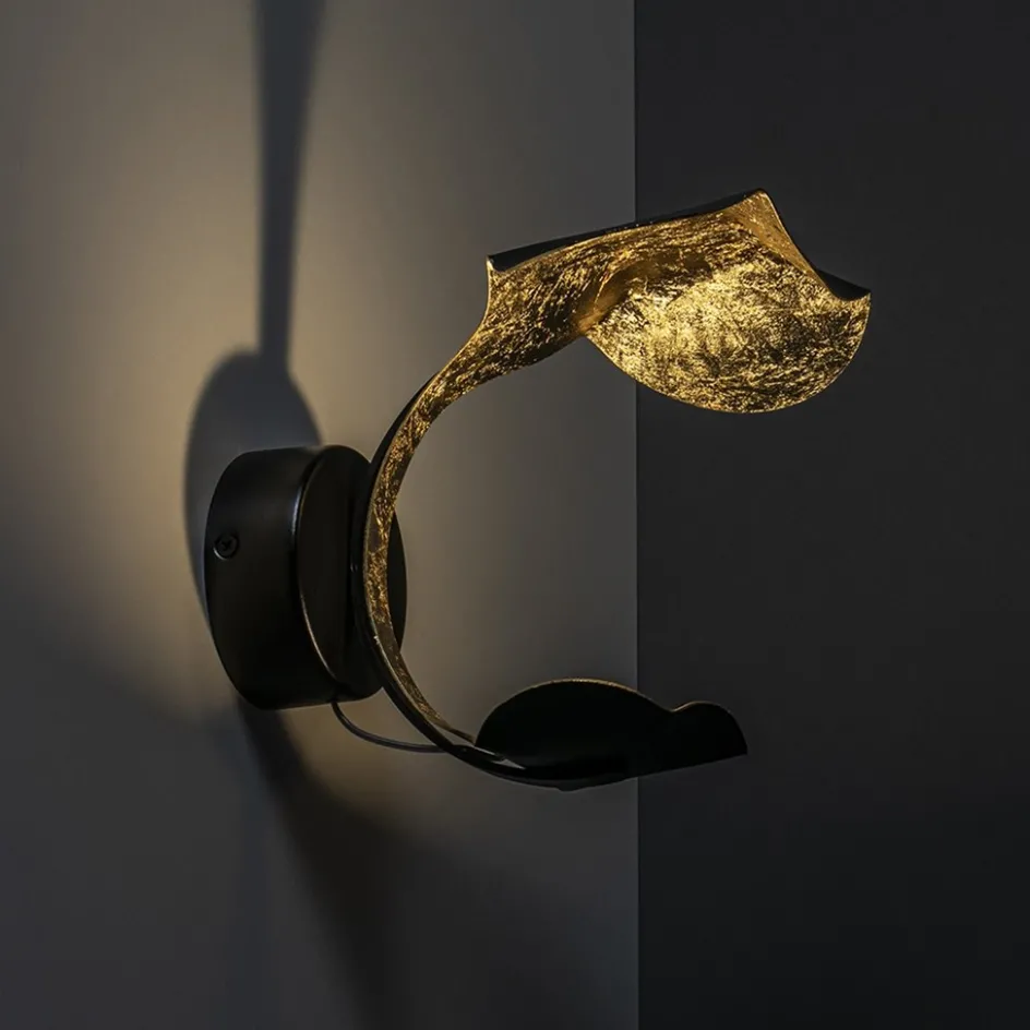 Luxe LED wandlamp zwart met goldleaf>Straluma New