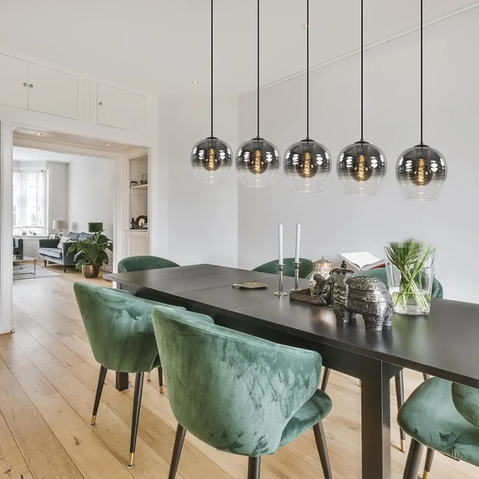 Luxe 5-lichts eettafelhanglamp smoke glas met verloop>Straluma Online