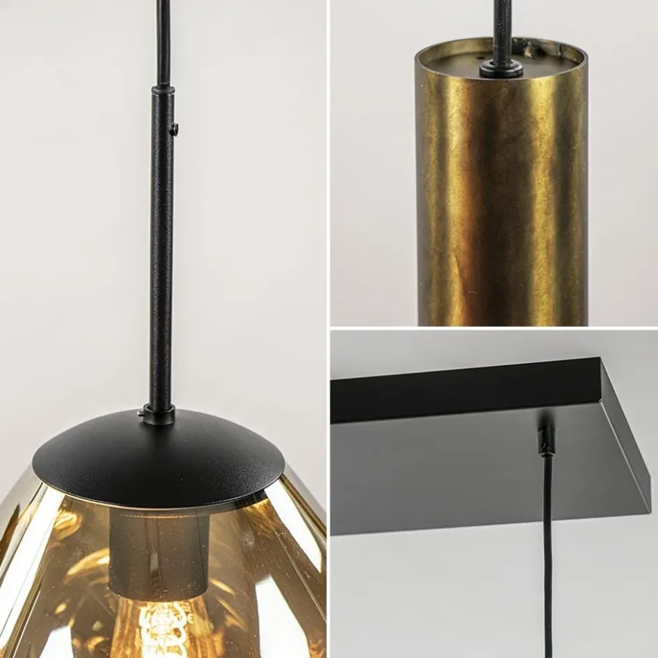 Luxe 6-lichts hanglamp met goud glas en cilinders>Straluma Best