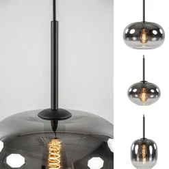 Luxe 3-lichts hanglamp rond met smoke glazen kappen><noscript><img width=