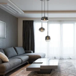 Luxe 3-lichts hanglamp rond met smoke glazen kappen><noscript><img width=